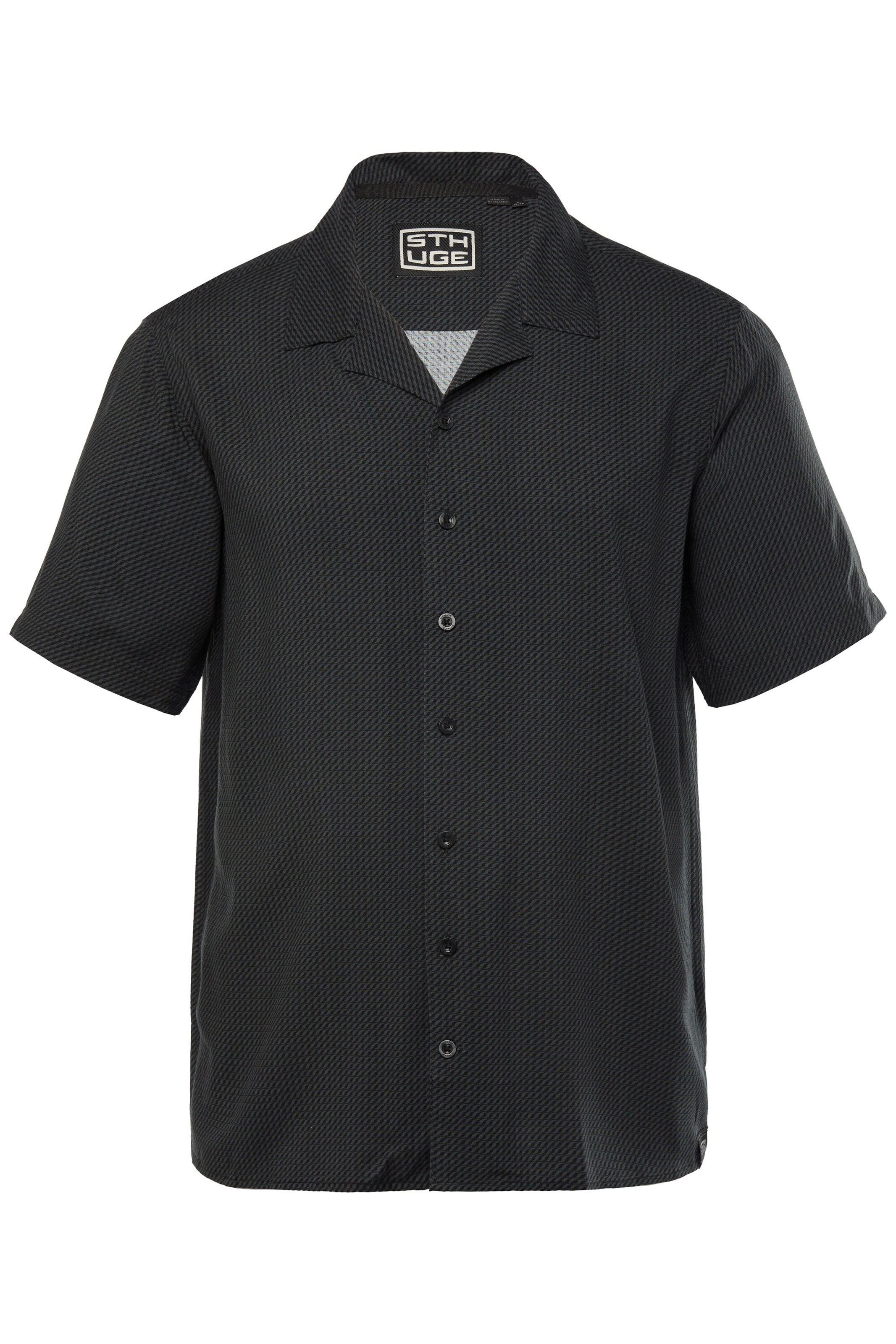STHUGE Regular fit Button Up Shirt in Black: front