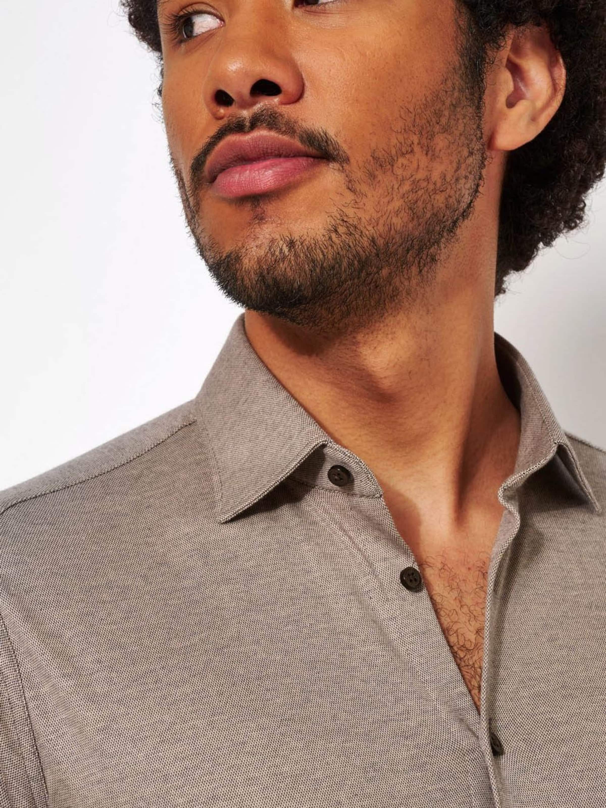 DESOTO Slim fit Button Up Shirt 'Modern Kent' in Brown