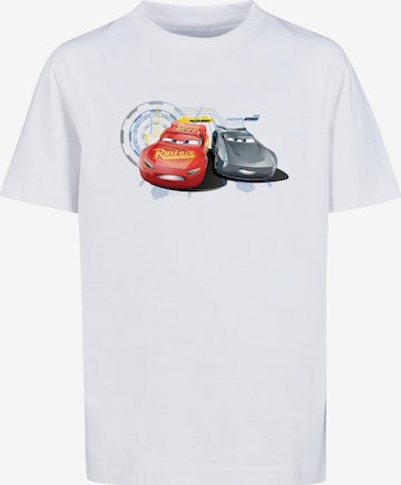 ABSOLUTE CULT Shirt 'Cars - Lightning vs Storm' in Wit: voorkant