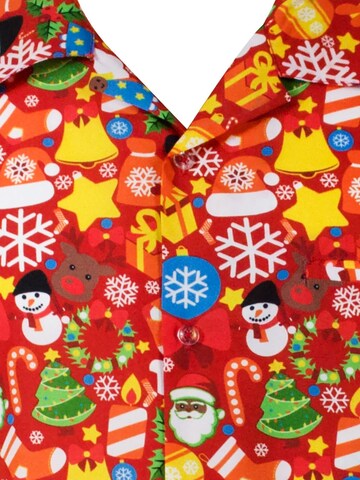 King Kameha Regular fit Overhemd 'Christmas Allover' in Rood