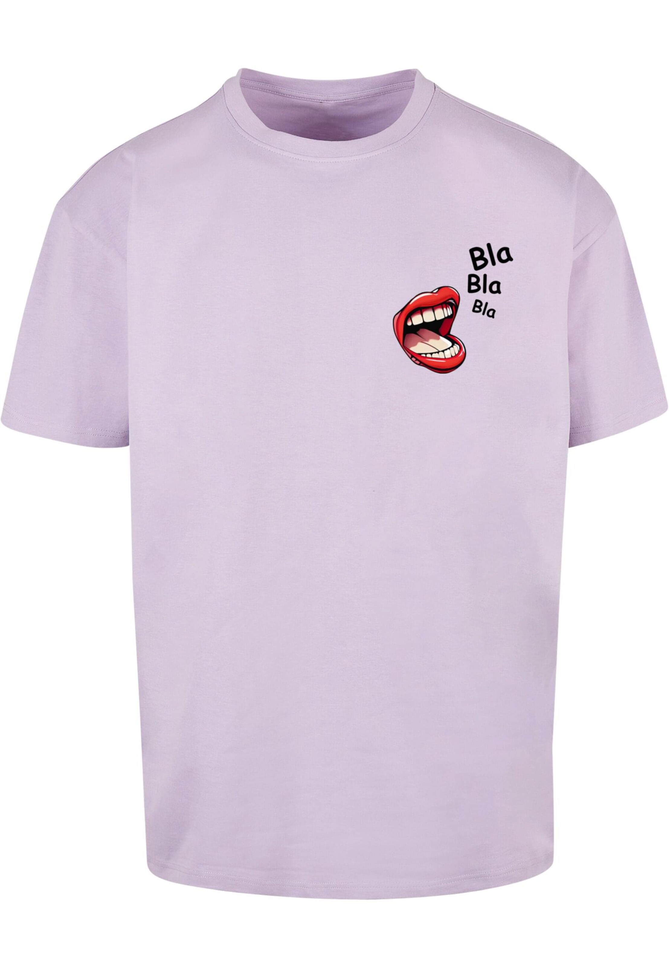 Merchcode Shirt 'Bla Bla Bla Comic' in Lila: voorkant
