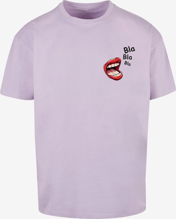 Merchcode Shirt 'Bla Bla Bla Comic' in Lila: voorkant