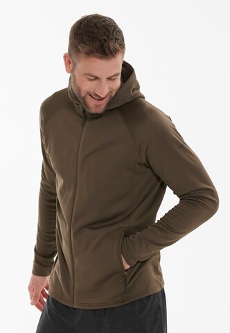 ENDURANCE Athletic Zip-Up Hoodie 'Almatt' in Green: front