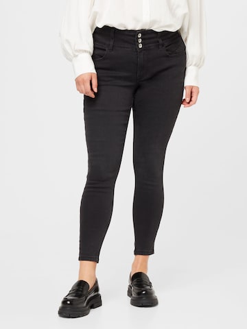 ONLY Carmakoma Skinny Jeans 'ANNA' in Zwart: voorkant