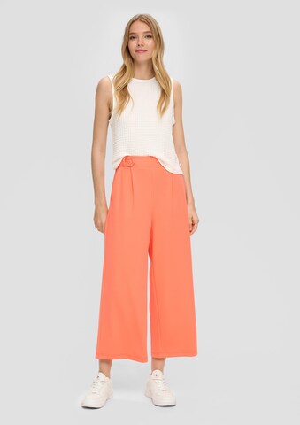 QS Wide leg Pleat-Front Pants in Orange