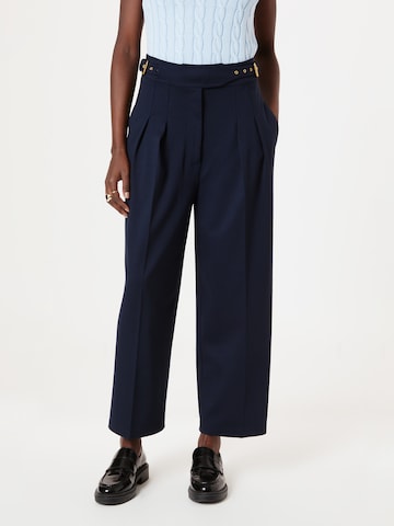 Lauren Ralph Lauren Regular Pleat-Front Pants 'ZATTARY' in Blue: front