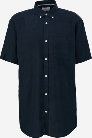 s.Oliver Men Tall Sizes Regular fit Button Up Shirt in Blue: front