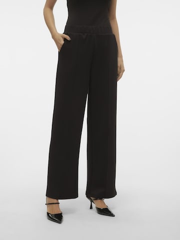 VERO MODA Wide leg Trousers with creases 'Panna' in Black: front