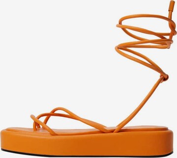 MANGO T-Bar Sandals 'Tube' in Orange: front