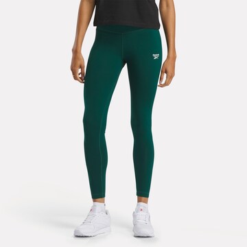 Reebok Skinny Workout Pants in Green: front