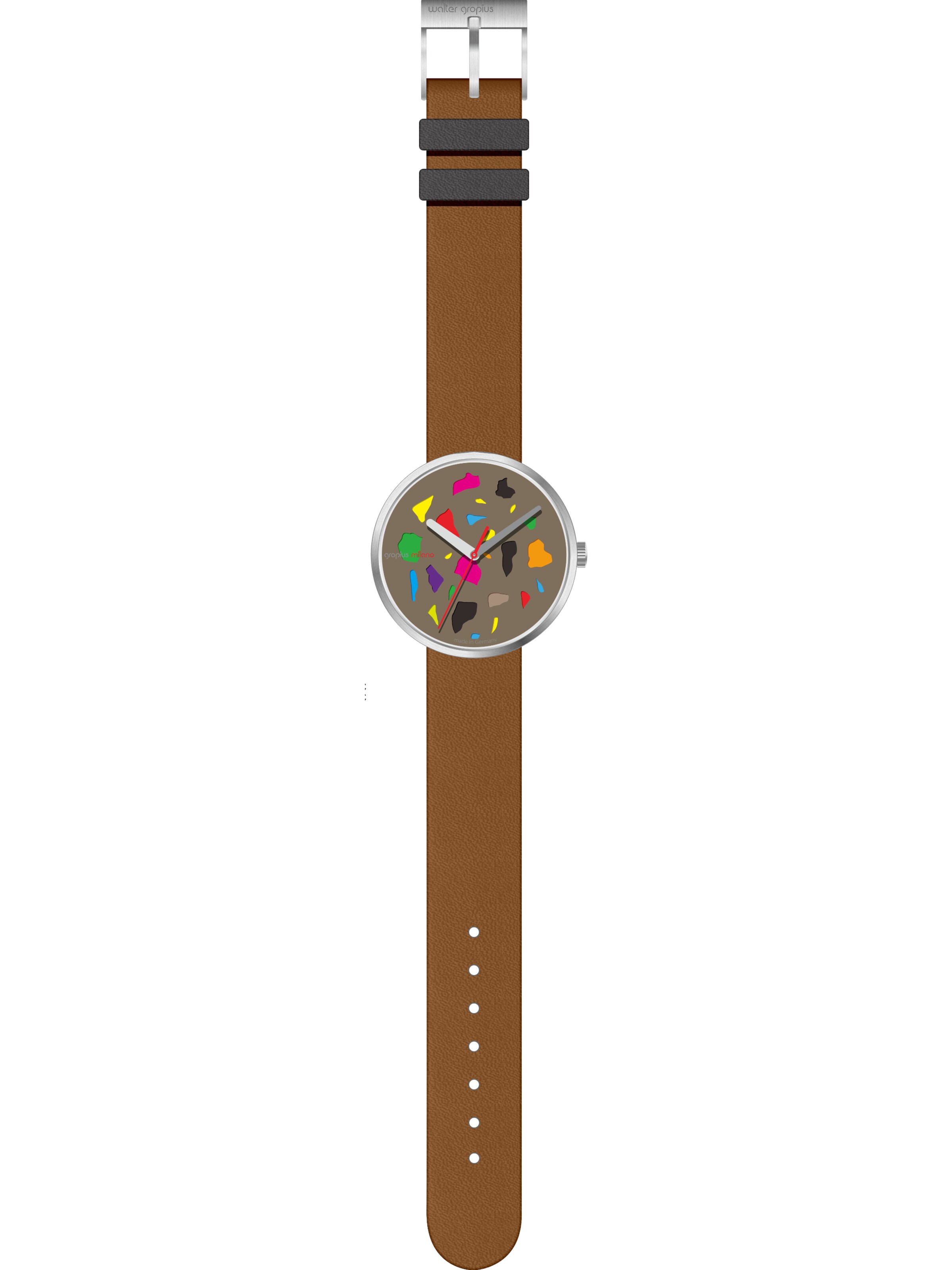 WALTER GROPIUS Analoguhr 'ROHE MATERIALIEN'‌‌‌‌‌‌‌ in braun, Produktansicht