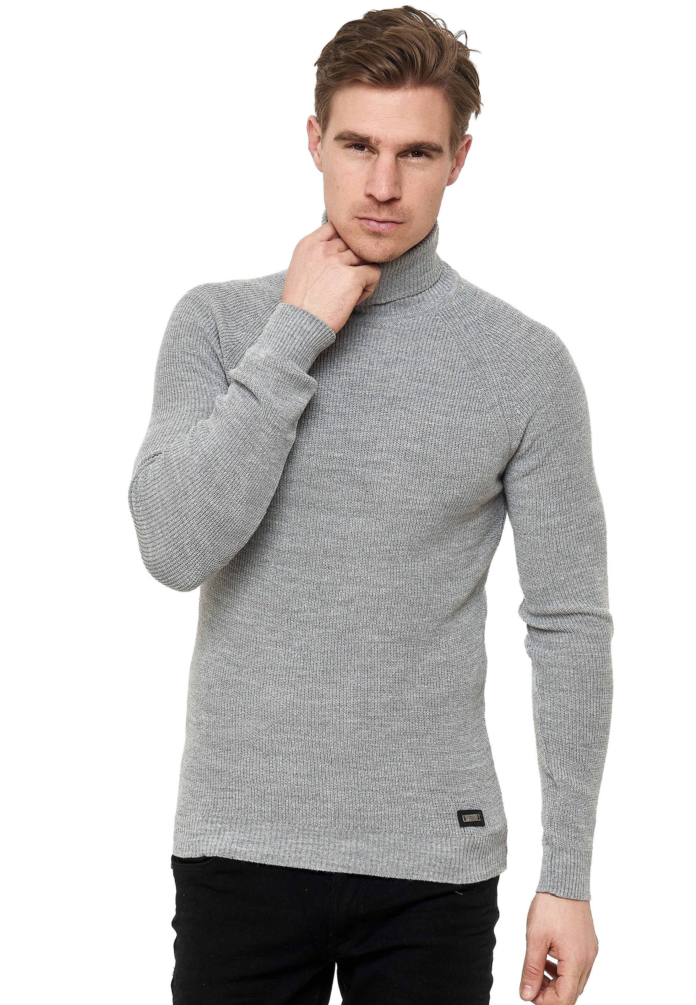 Rusty Neal Pullover mit stilvollem Rollkragen in Grau: Vorderseite