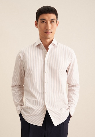 SEIDENSTICKER Regular fit Button Up Shirt 'Schwarze Rose' in Beige: front