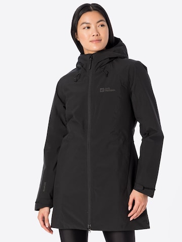 JACK WOLFSKIN Outdoor Jacket 'Heidelstein' in Black: front