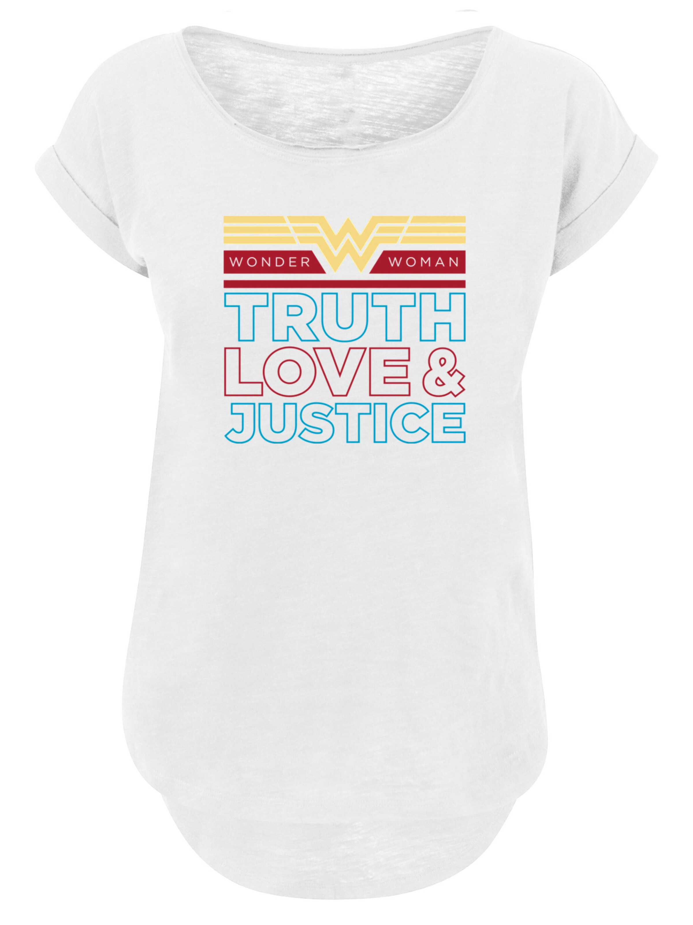 F4NT4STIC Shirt 'DC Comics Wonder Woman 84 Truth Love And Justice' in White: front