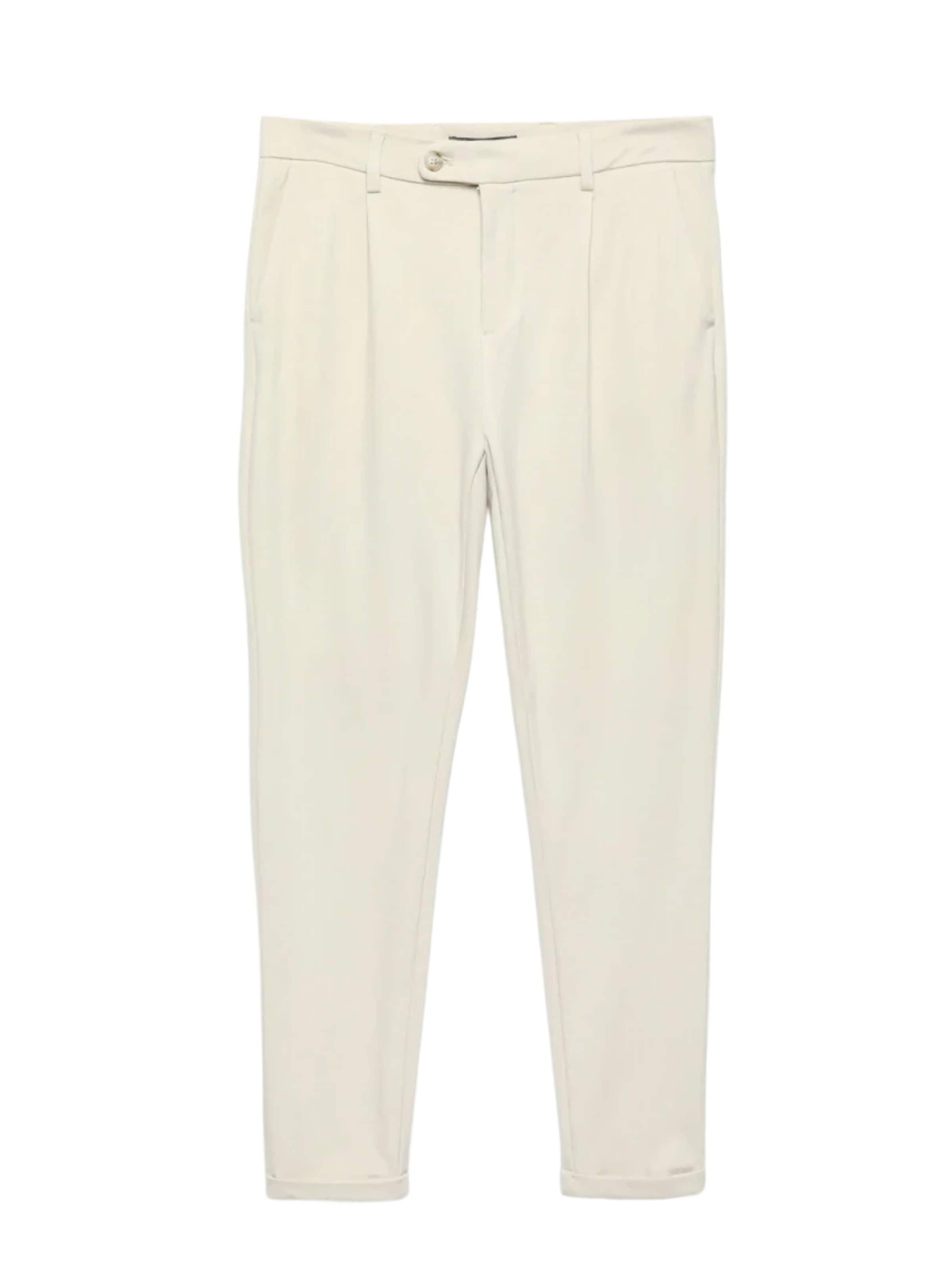 Ramsey Tapered Bandplooibroek in Beige: voorkant