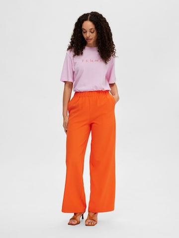 SELECTED FEMME Loose fit Trousers 'TINNI' in Orange