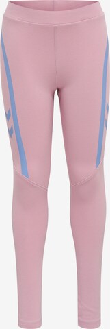 Skinny Pantalon de sport Hummel en rose : devant