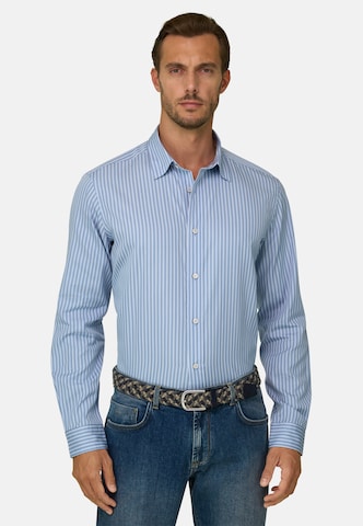 Boggi Milano Regular fit Overhemd in Blauw: voorkant