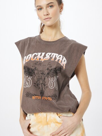 Nasty Gal - Top 'Rockstar Motorbike' em castanho