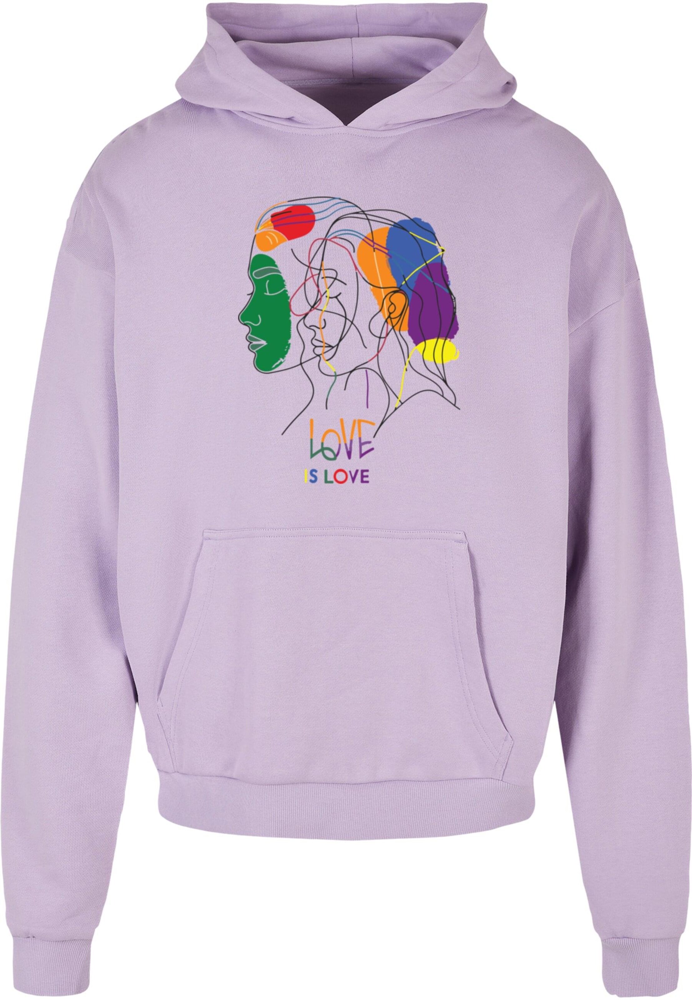 Merchcode Sweatshirt 'Love Is Love' in Lila: voorkant