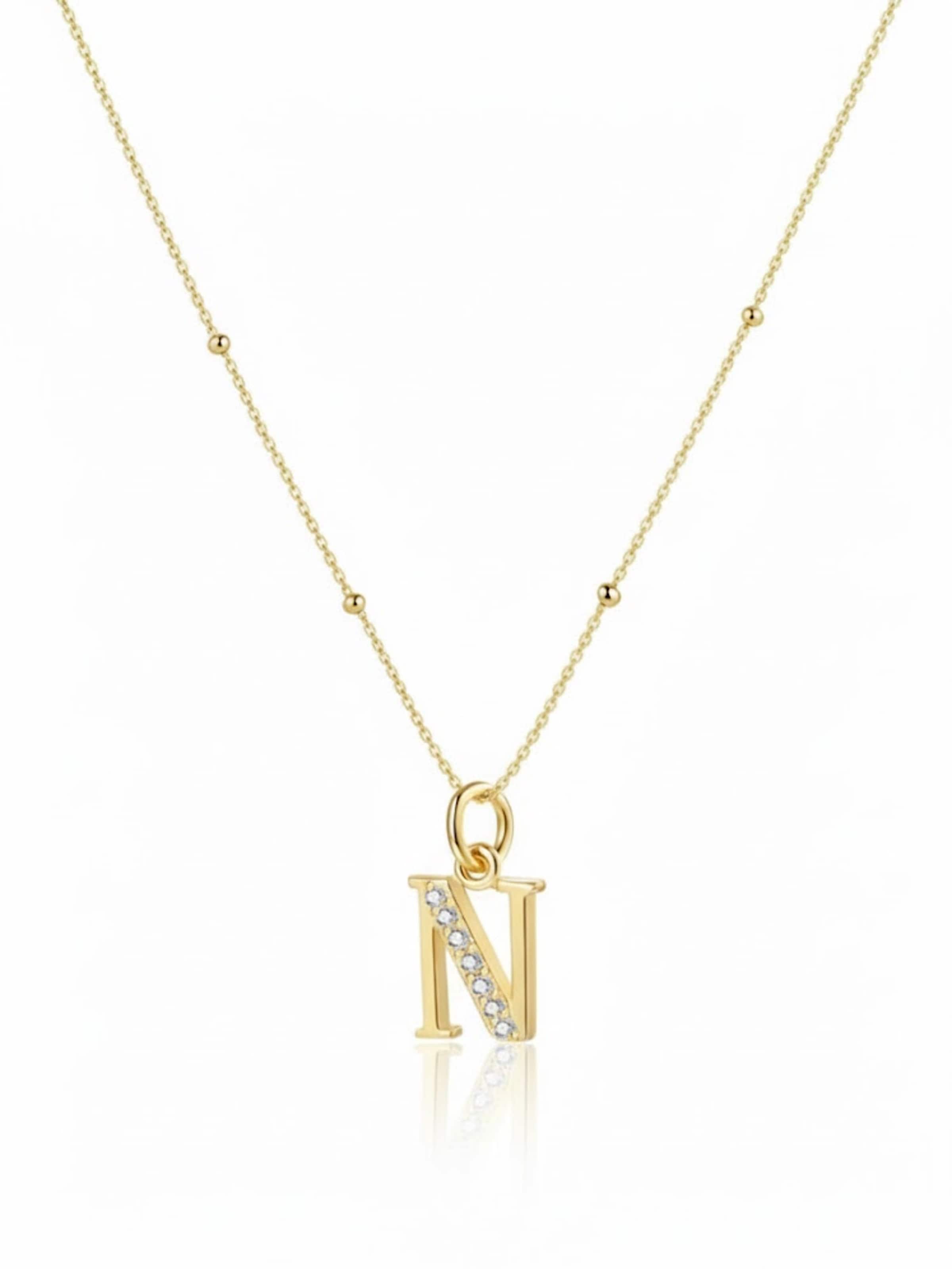 Hey Happiness - Cadena 'Letter N' en oro: frente