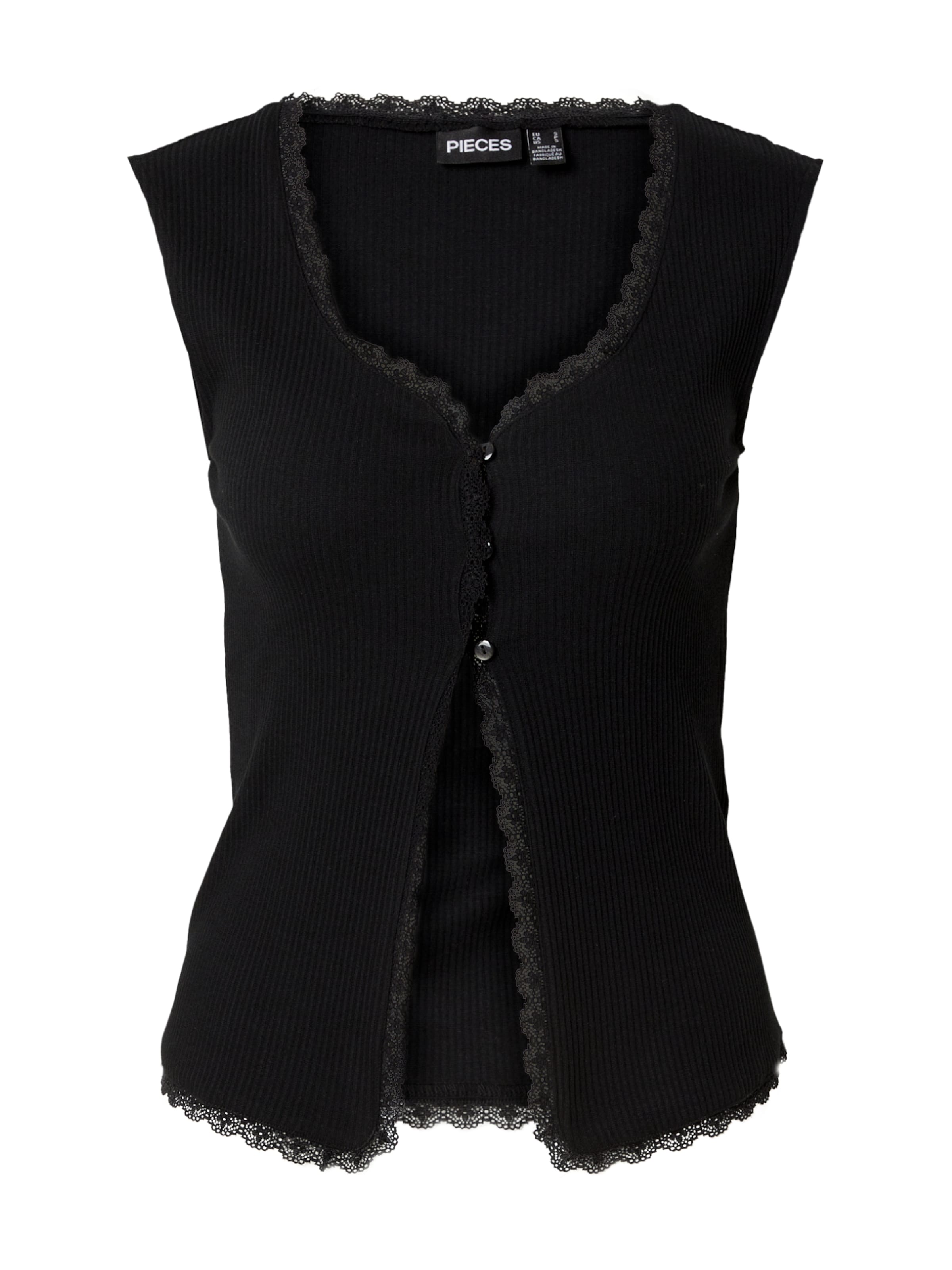 PIECES Топ в Черный: спереди