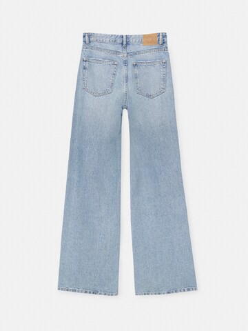 Wide Leg Jean Pull&Bear en bleu