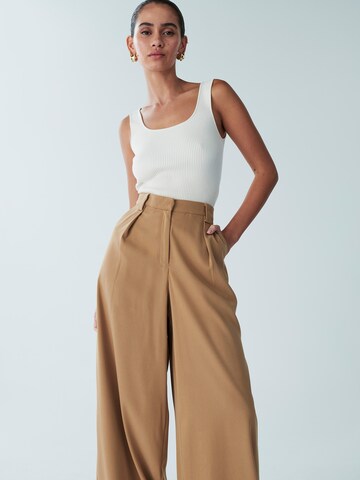 St MRLO - Pierna ancha Pantalón plisado en beige: frente