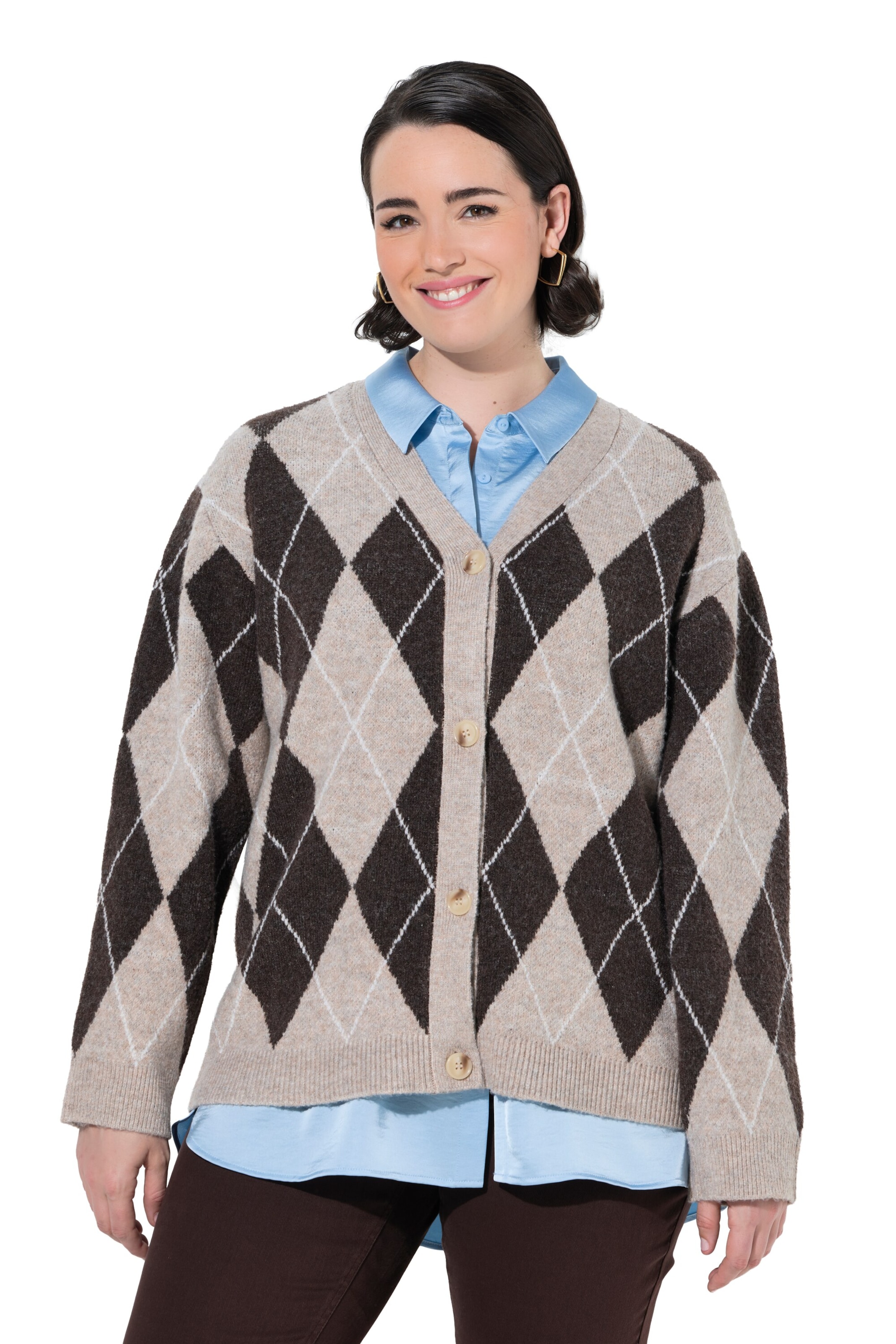 Ulla Popken Knit cardigan in Beige: front