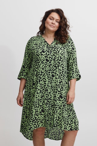 Fransa Curve Shirt Dress in Green: front