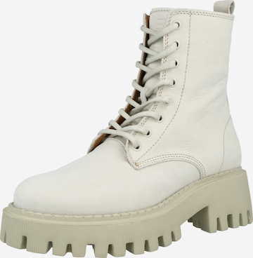 Toral Lace-Up Ankle Boots in Beige: front