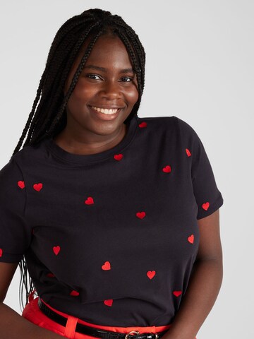 ONLY Carmakoma T-Shirt 'HEART' in Schwarz