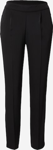 Wallis Regular Pleat-Front Pants in Black: front