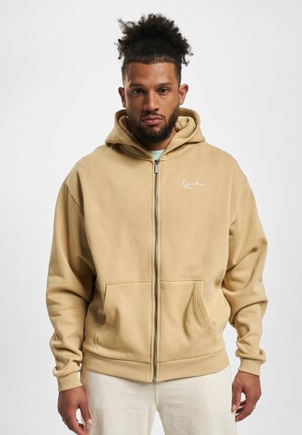 Karl Kani Zip-Up Hoodie in Brown: front