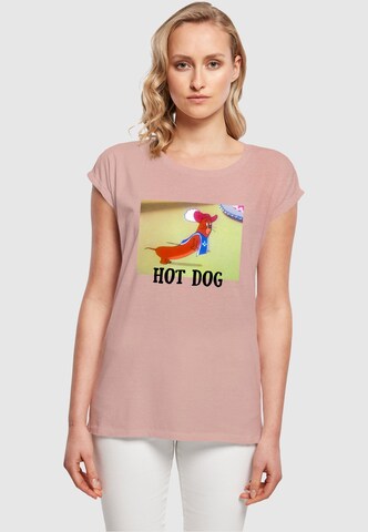 ABSOLUTE CULT Shirt 'Tom And Jerry - Hot Dog' in Roze: voorkant