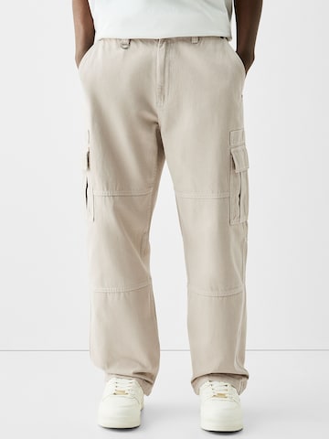 Bershka Loosefit Hose in Beige: predná strana