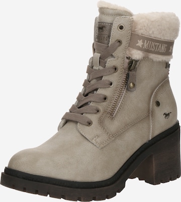 MUSTANG Šnurovacie členkové čižmy 'Leila' - Béžová: predná strana