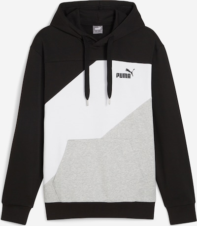 PUMA Sweatshirt de desporto 'Power' em cinzento / preto / branco, Vista do produto