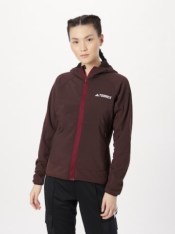 ADIDAS TERREX Athletic Fleece Jacket 'Techrock' in Brown: front