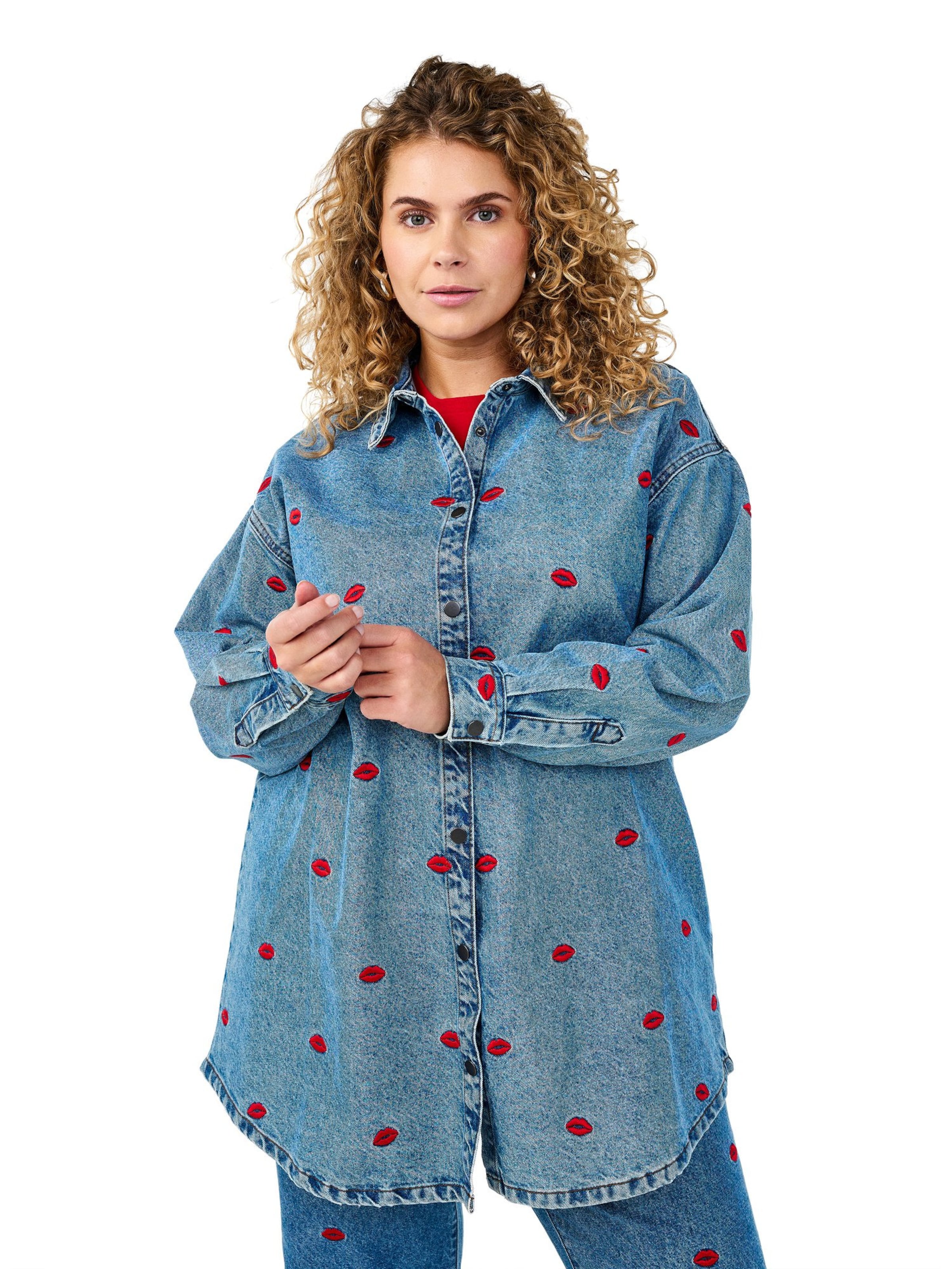 Zizzi - Blusa 'FLOWER' en azul: frente
