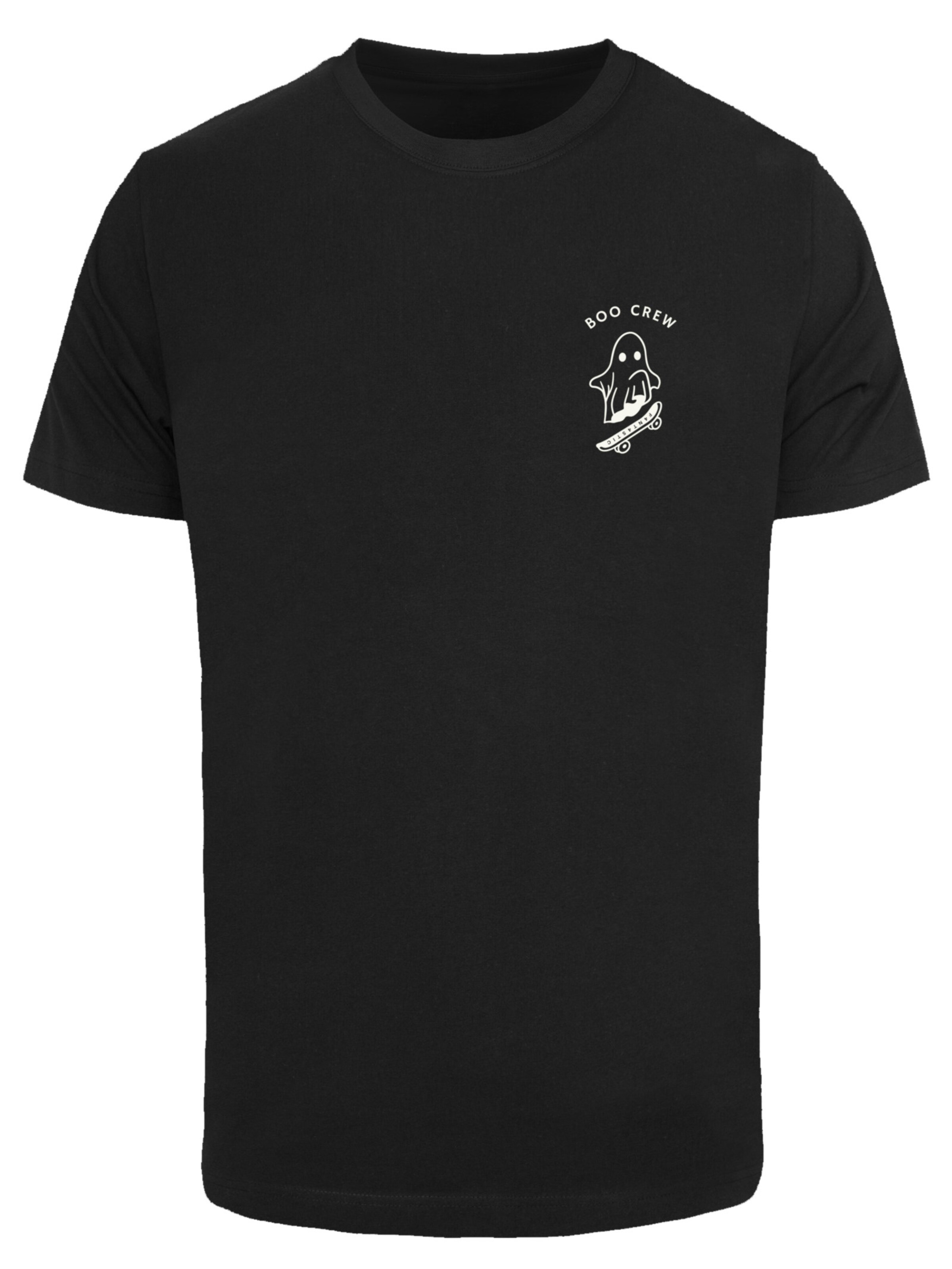 F4NT4STIC Shirt 'Boo Crew Halloween' in Zwart: voorkant