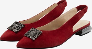 faina Дамски обувки на ток с отворена пета в червено