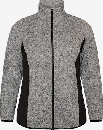 Active by Zizzi Fleecejacke 'IGGY' in Grau: Vorderseite