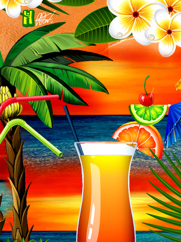 Hawaiihemdshop.de - Ajuste regular Camisa 'Hawaiihemd Paradise Cocktails' en naranja