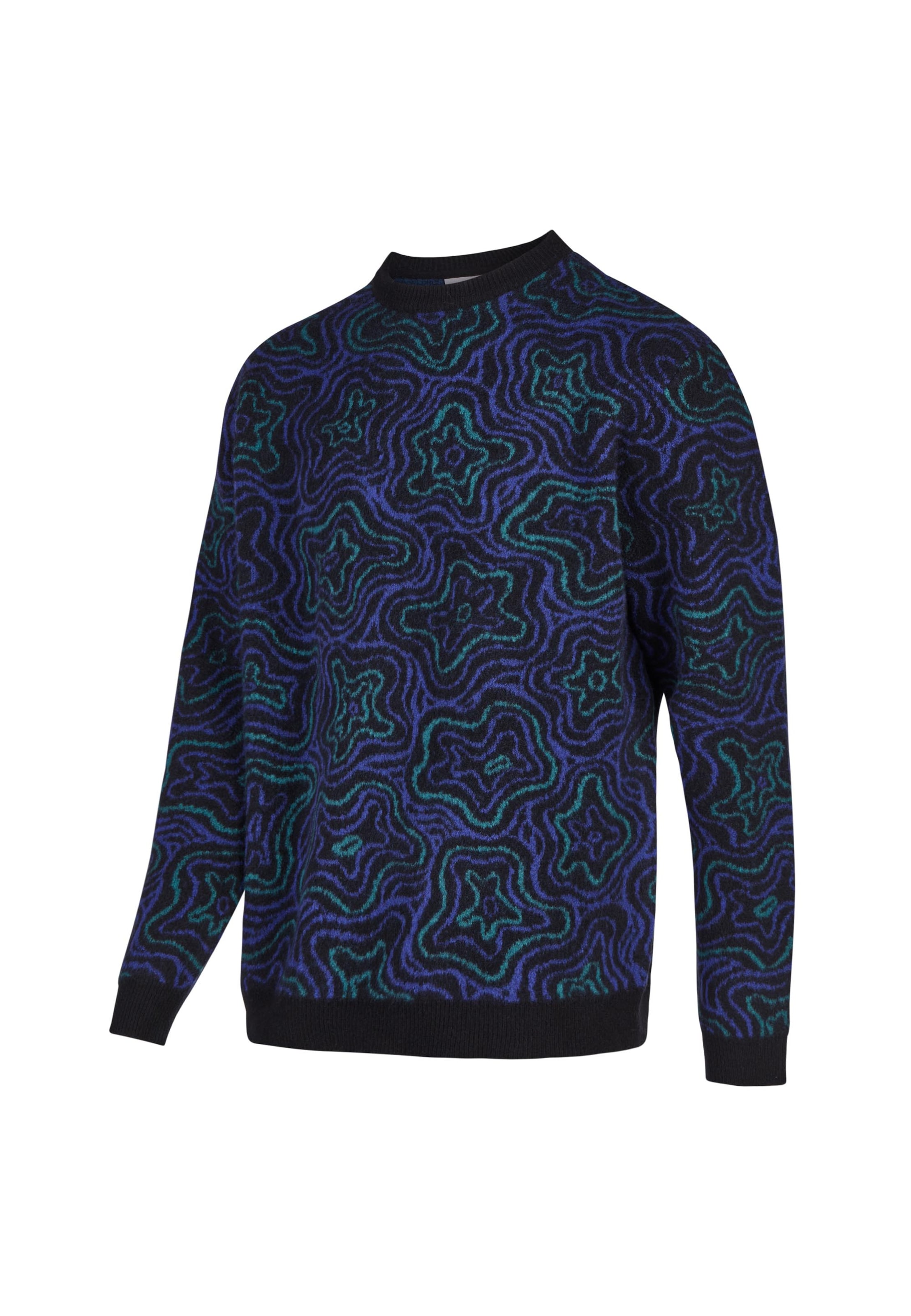 Cleptomanicx Feinstrickpullover 'Scribbles' in Blau
