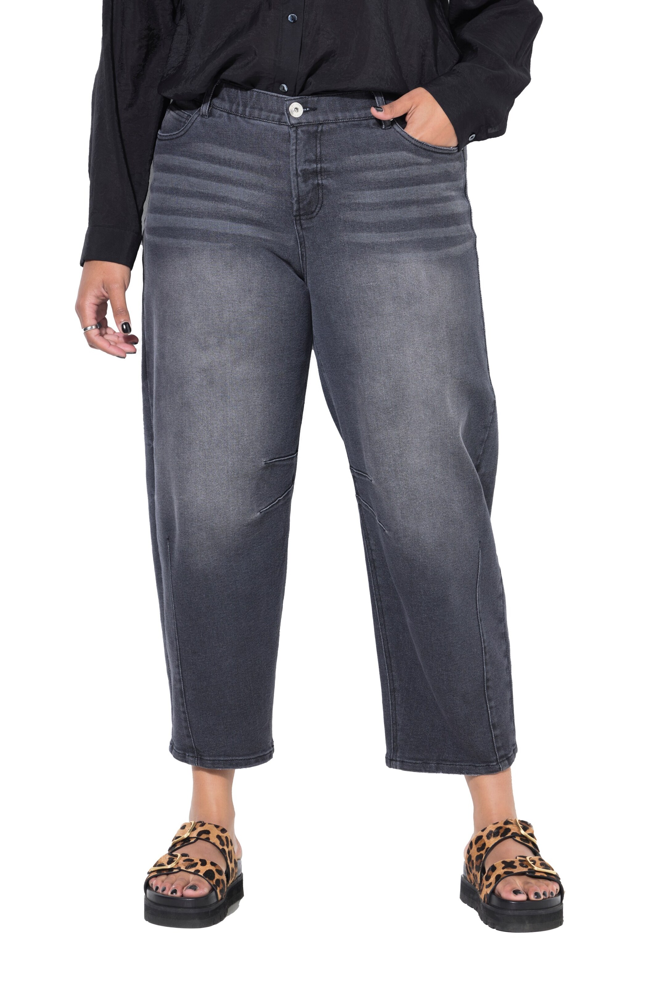 Studio Untold Wide leg Jeans in Grijs: voorkant