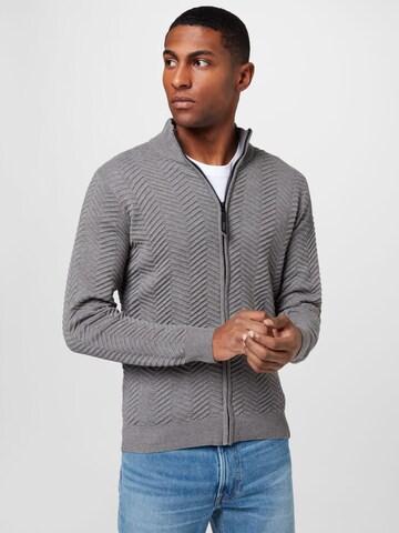 INDICODE JEANS Knit Cardigan 'Huber' in Grey: front