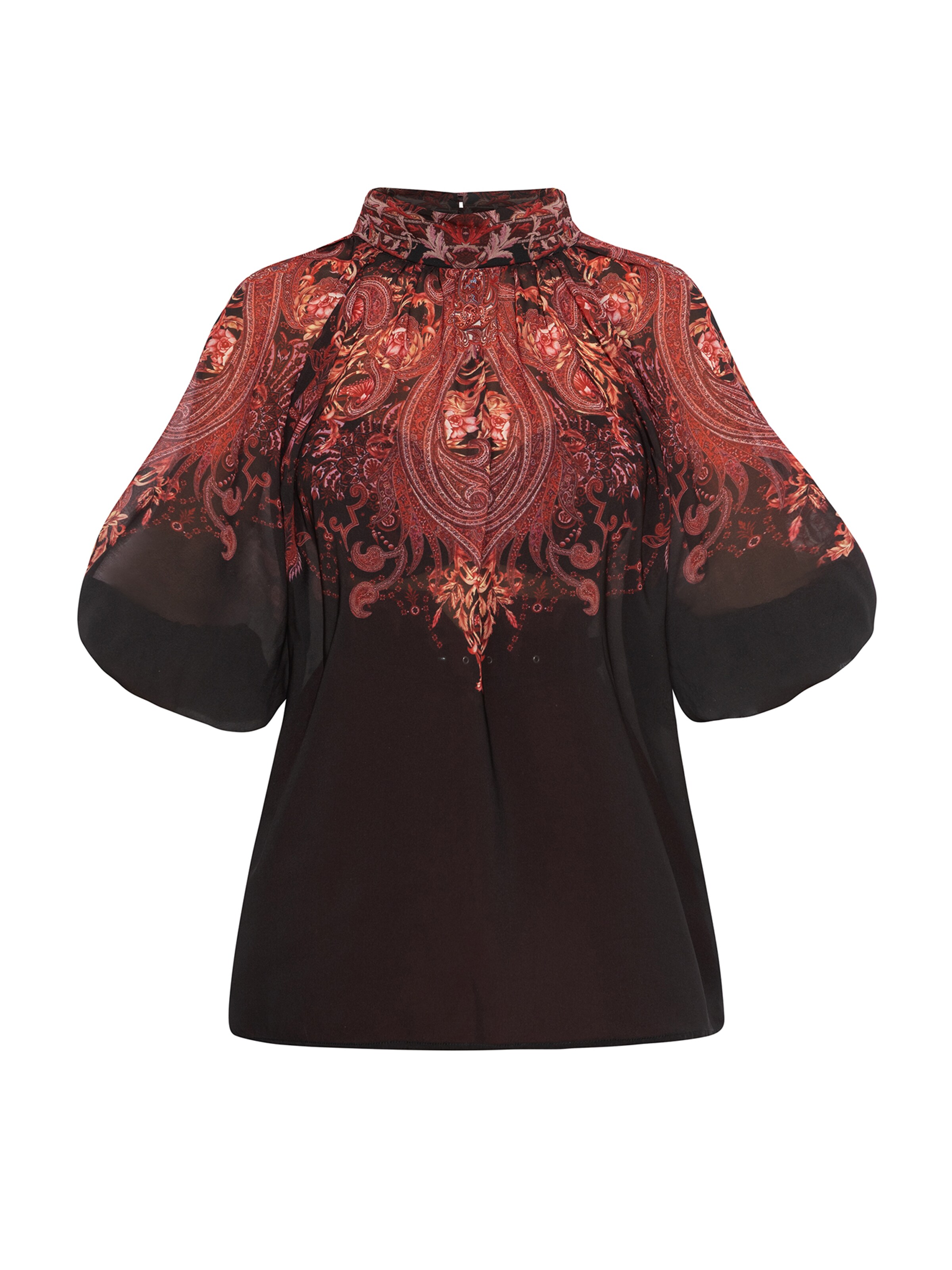 JIORO Bluse 'PAISLEY DARK' in Schwarz: Vorderseite