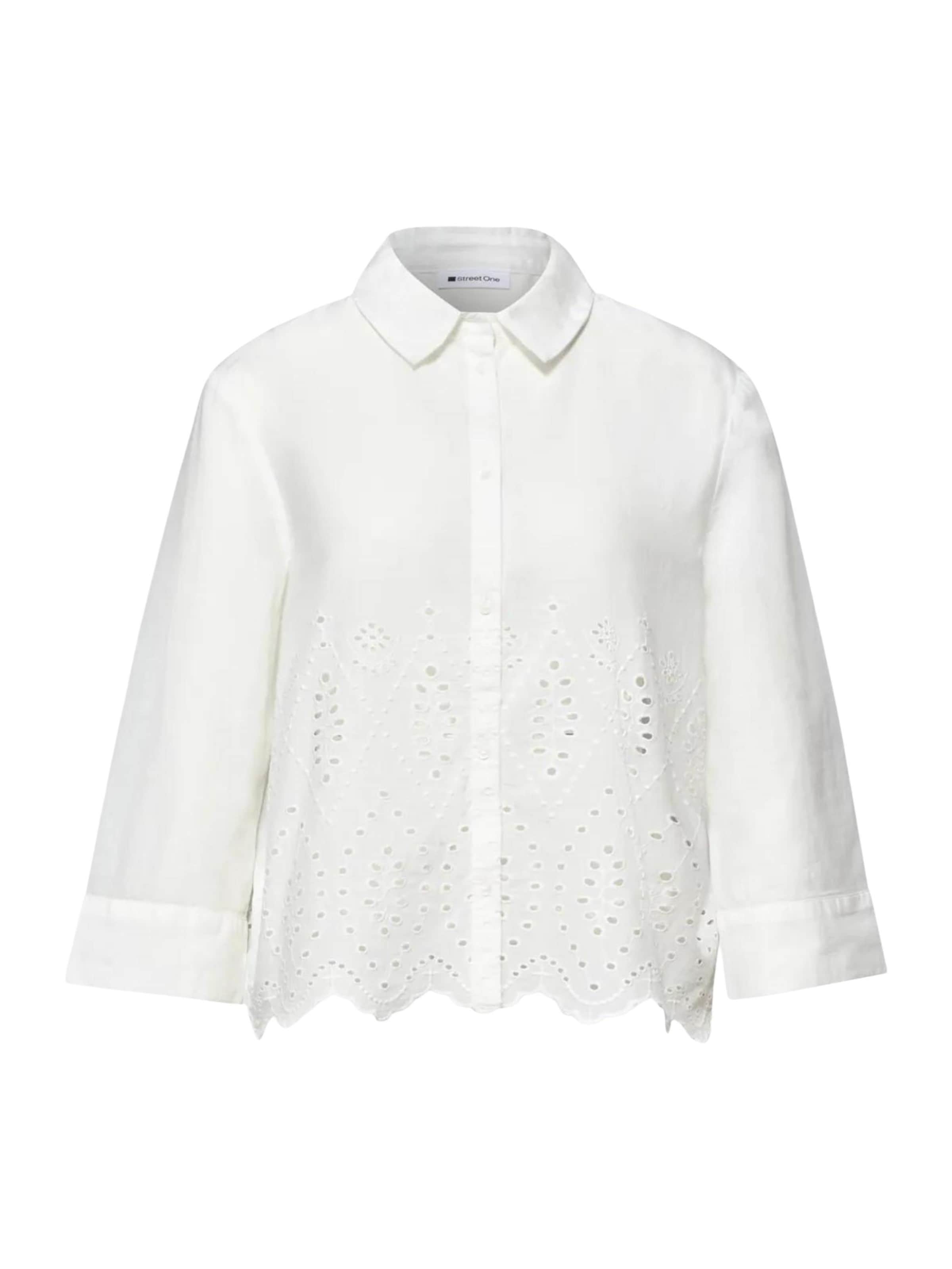 Maglietta 'SOL_Rising shiffley shirtcollar blouse 346279' di STREET ONE in bianco